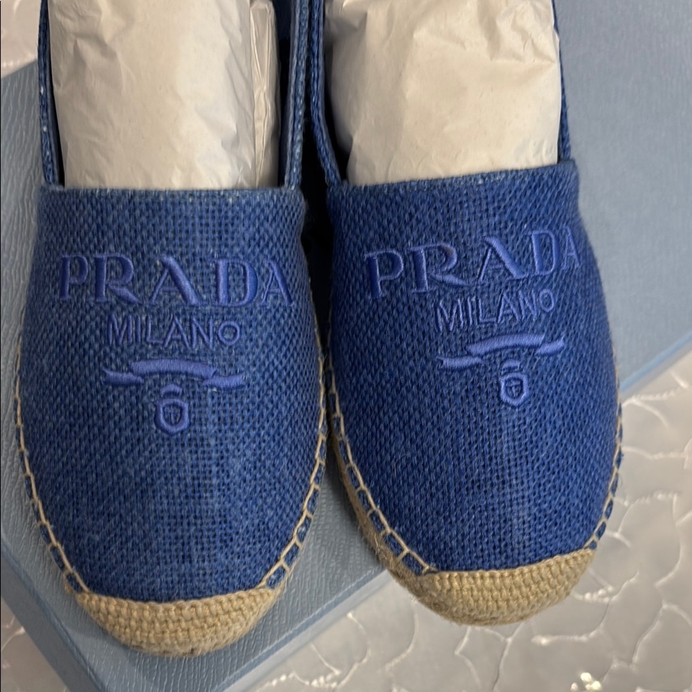 Prada Textured Blue Espadrilles - Picture 3 of 4
